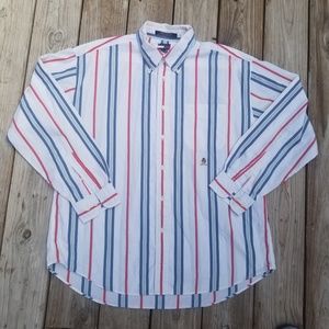 Vintage 90s Tommy Hilfiger Mens Long Sleeve Striped Button Down Dress Shirt XL